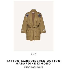 Red Valentino Tattoo-Embroidered Gabardine Kimono